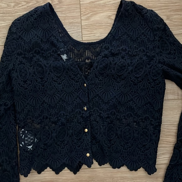 Sezane Daisy navy blue lace top - Picture 5 of 10